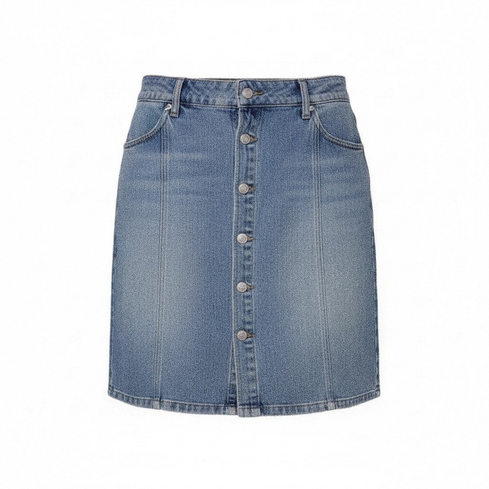 Old Navy Vintage Y2K‎ Denim Button Front Skirt Size 14 Blue Jean A Line Mini